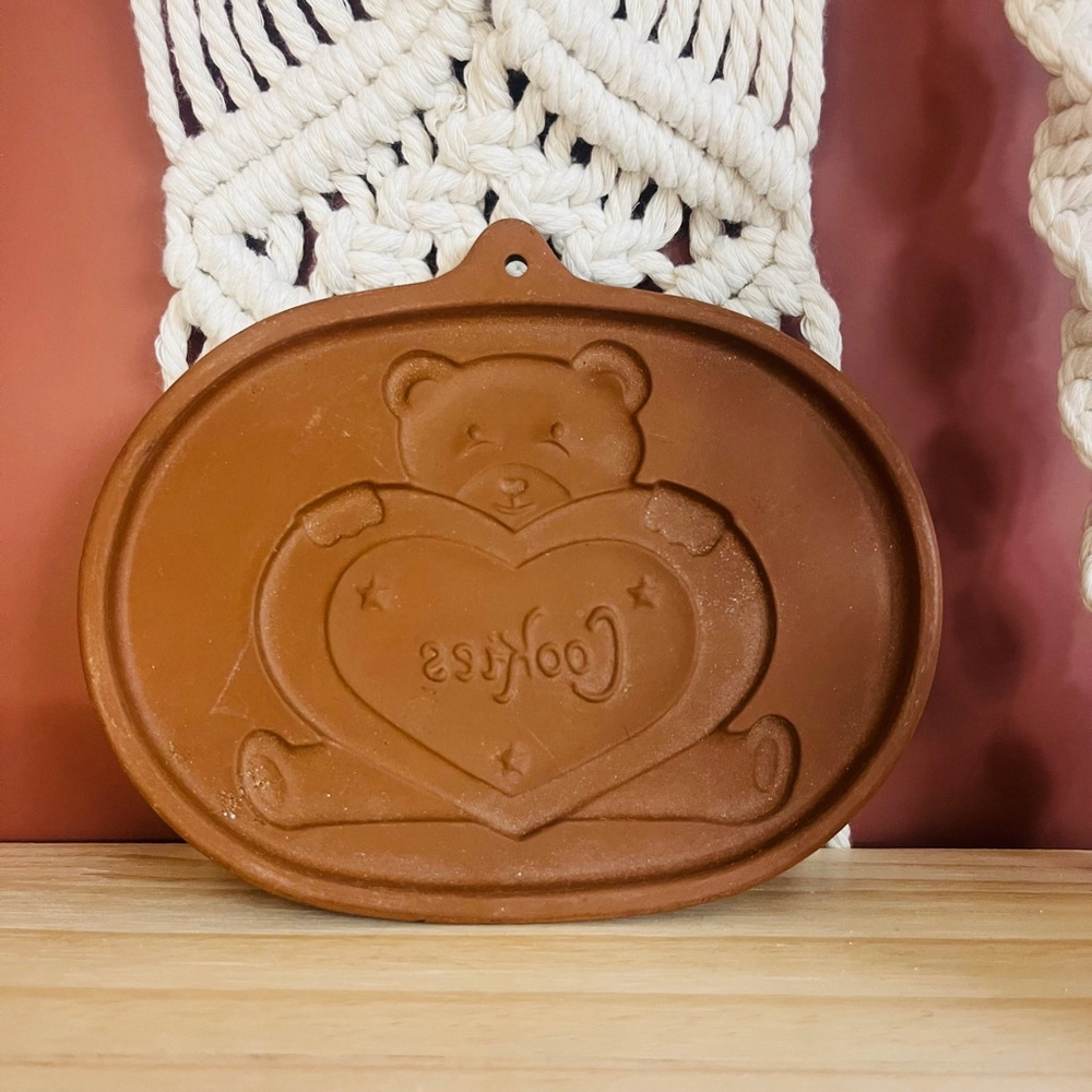 Vintage Roseville Teddy Bear Cookie Mold | Brown Ceramic | Decor